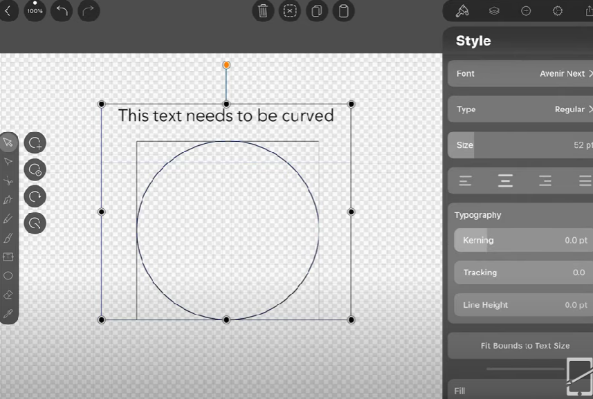 how to curve text in procreate